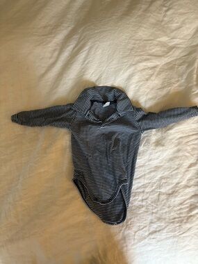 Bella Bliss Navy and Light Blue Striped Long-Sleeve Baby Bodysuit
